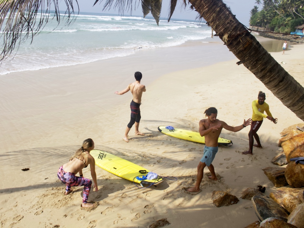 Warming up before the surf session, Sri Lanka